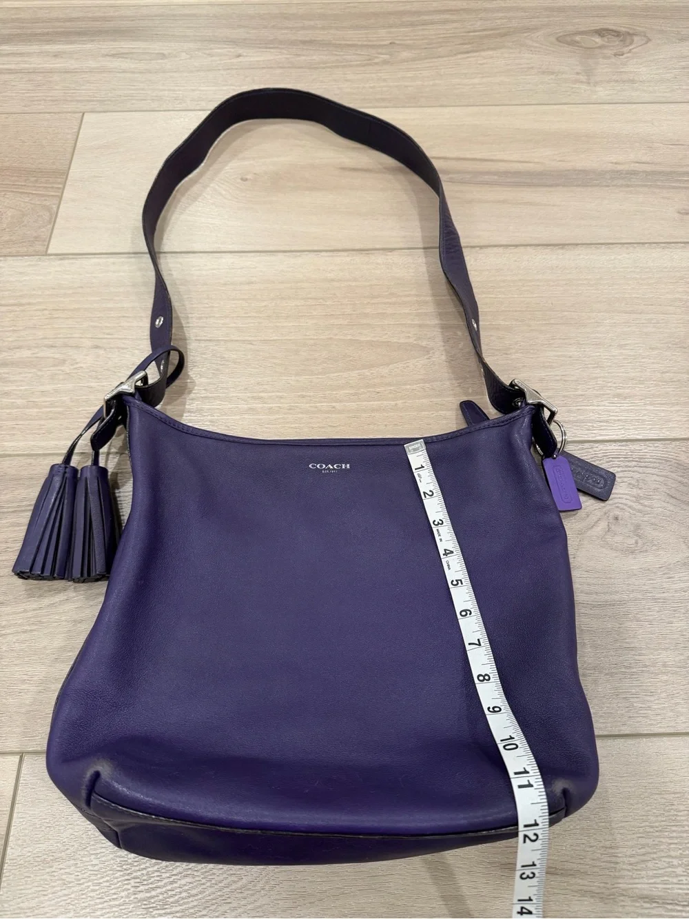 Coach Legacy Leather Hobo Crossbody Bag Purple Marine Plum Tassels 31242